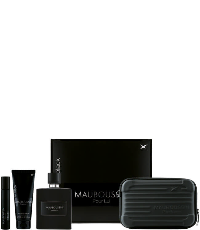 Mauboussin Pour Lui In Black Set: EDP 100 ml. + Shower Gel 75 ml. + Travel Spray EDP 20 ml. + Matt Black Mauboussin Pouch