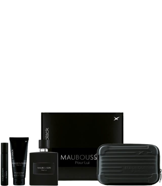 Mauboussin Pour Lui In Black Set: EDP 100 ml. + Shower Gel 75 ml. + Travel Spray EDP 20 ml. + Matt Black Mauboussin Pouch